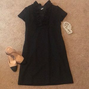 J. Crew black wool ruffle collar dress